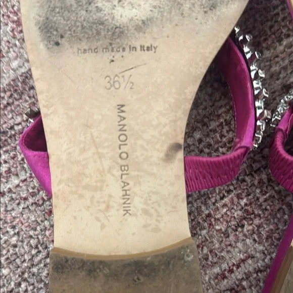 Manolo Blahnik Pink Crystal Embellished Sandals - Picture 2 of 7